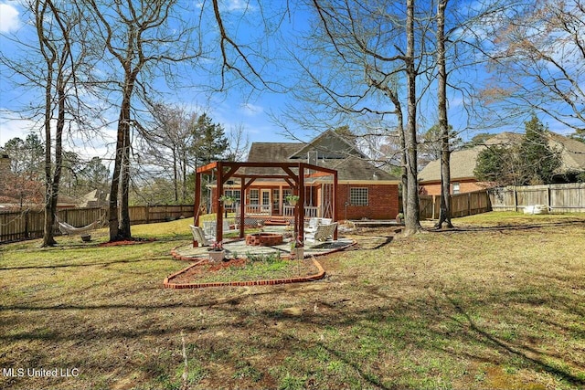 view of yard featuring a fenced backyard