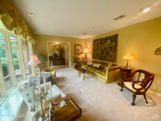 living room featuring carpet floors