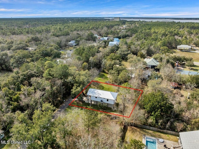 bird's eye view with a forest view