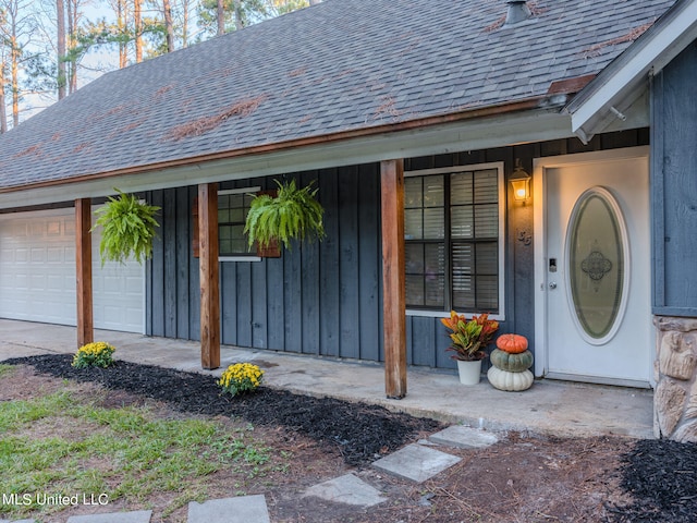 entrance to property with a garage