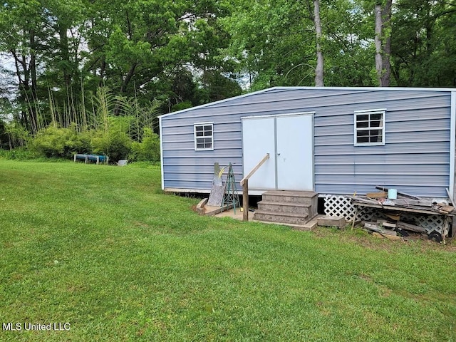 view of shed with entry steps