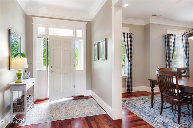 5264 Chappel Cv, Olive Branch, MS 38654 - entrance foyer featuring dark wood-style flooring, ornamental molding, and baseboards