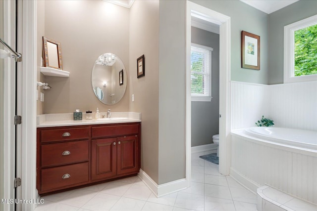 5264 Chappel Cv, Olive Branch, MS 38654 - full bath with toilet, vanity, a bath, baseboards, and tile patterned flooring
