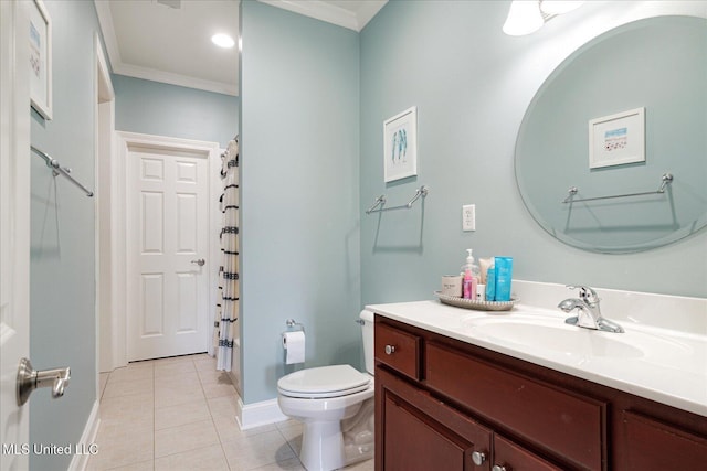 5264 Chappel Cv, Olive Branch, MS 38654 - full bath with toilet, crown molding, tile patterned floors, baseboards, and vanity
