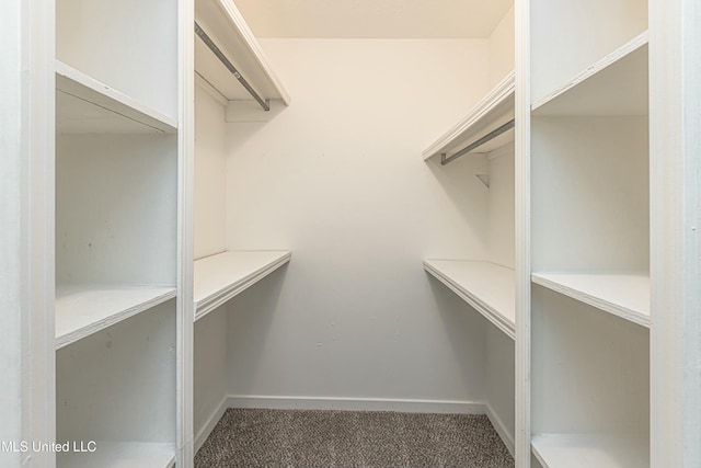 spacious closet with dark carpet