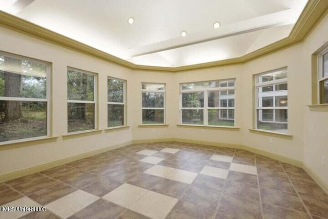 7828 Loa Pl, Diamondhead, MS 39525 - unfurnished sunroom featuring a raised ceiling, baseboards, and recessed lighting