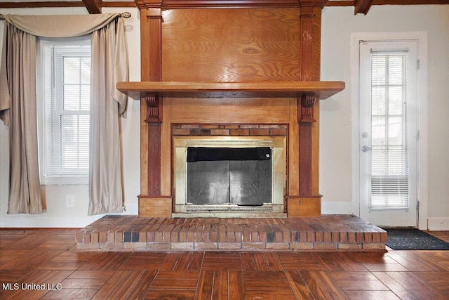 5123 Forest Hill Rd, Byram, MS 39272 - detailed view of a brick fireplace and baseboards