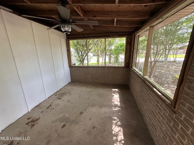 365 Gatewood Dr, Pearl, MS 39208 - unfurnished sunroom featuring a ceiling fan and brick wall