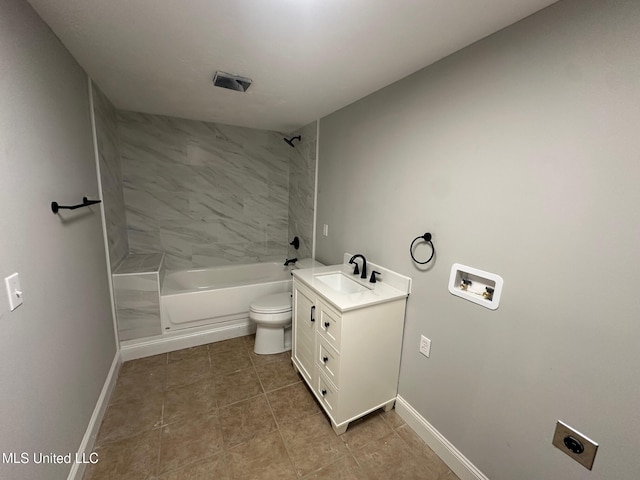 365 Gatewood Dr, Pearl, MS 39208 - bathroom featuring toilet, baseboards, tub / shower combination, vanity, and tile patterned floors
