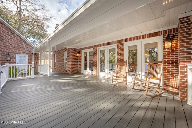 deck featuring french doors