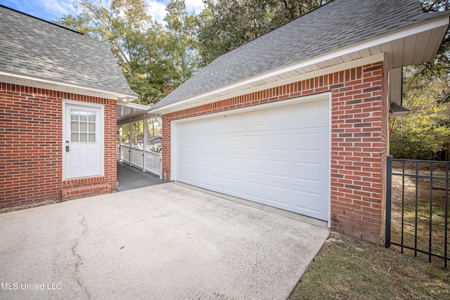 view of garage