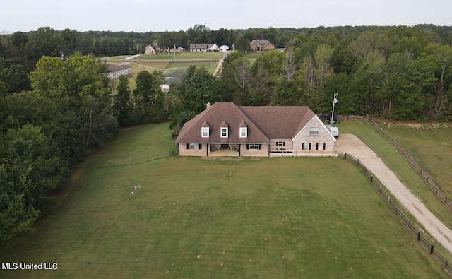 aerial view featuring a rural view