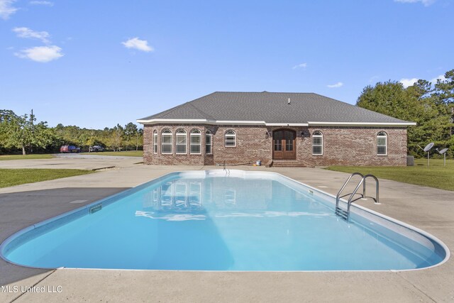 10186 Wire Rd, Vancleave, MS 39565 - view of pool with french doors and a yard
