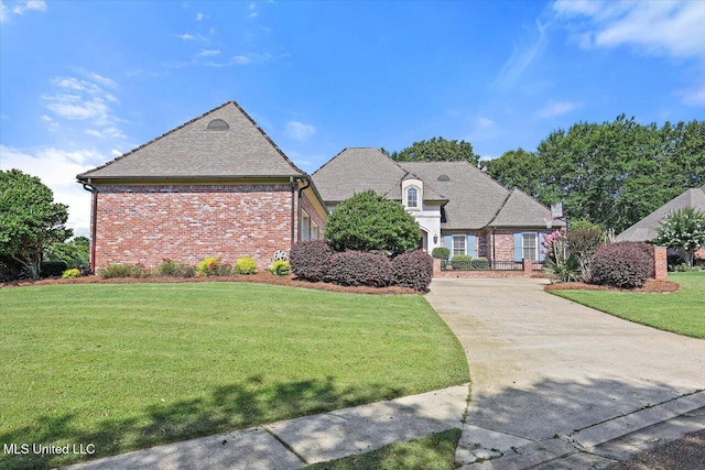 105 Victoria Pl, Madison, MS 39110 - french country home with brick siding, a front lawn, and driveway