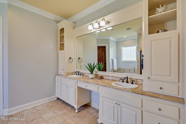 105 Victoria Pl, Madison, MS 39110 - full bathroom featuring crown molding, double vanity, and tile patterned floors