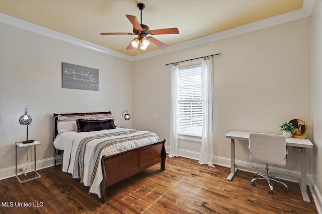 105 Victoria Pl, Madison, MS 39110 - bedroom with wood finished floors, a desk, ornamental molding, and a ceiling fan