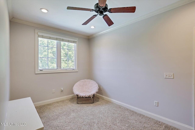 105 Victoria Pl, Madison, MS 39110 - sitting room with crown molding, recessed lighting, carpet, and a ceiling fan