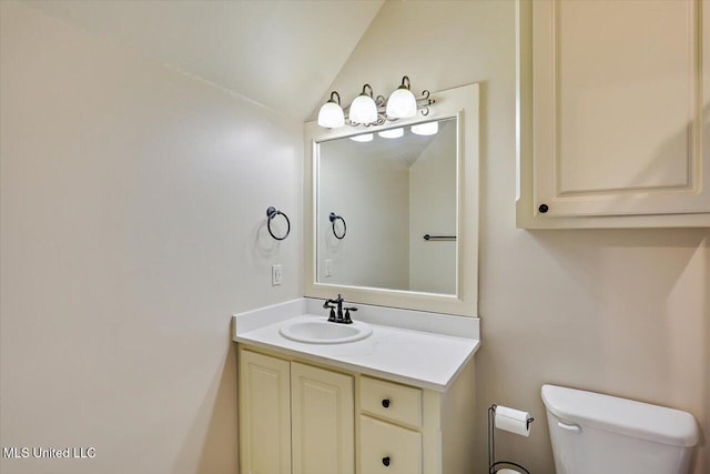 105 Victoria Pl, Madison, MS 39110 - half bathroom featuring lofted ceiling and vanity