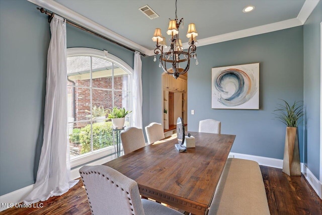 105 Victoria Pl, Madison, MS 39110 - dining room with a chandelier, healthy amount of natural light, dark wood-type flooring, and recessed lighting