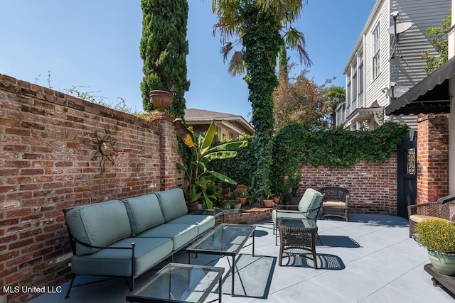 view of patio with an outdoor living space