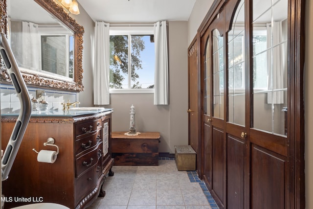 bathroom featuring vanity and tile patterned floors