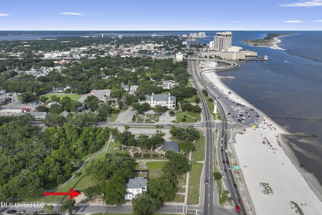 aerial view of property's location with a large body of water and a major roadway