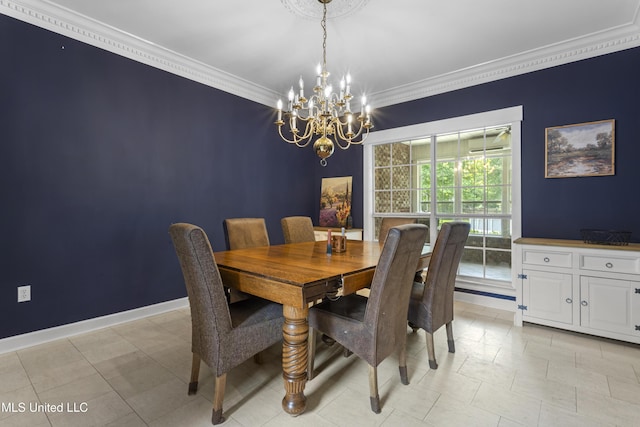 12880 Coles Cv, Gulfport, MS 39503 - dining space featuring a chandelier, ornamental molding, and baseboards