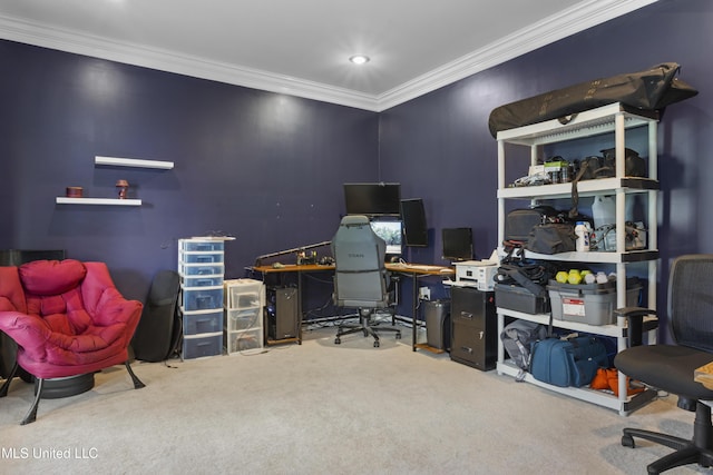 12880 Coles Cv, Gulfport, MS 39503 - carpeted home office with crown molding and recessed lighting