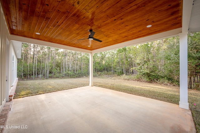 view of patio with ceiling fan