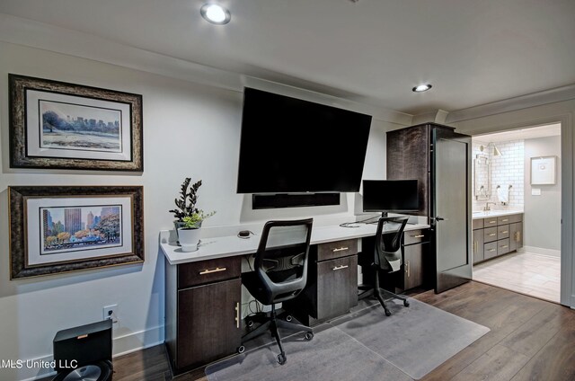 office featuring light hardwood / wood-style flooring