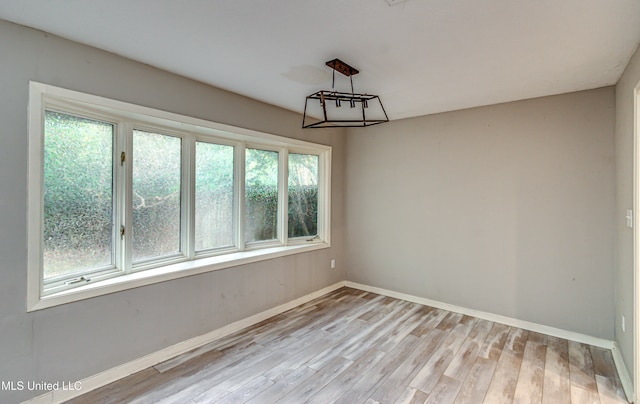 empty room with light wood-type flooring