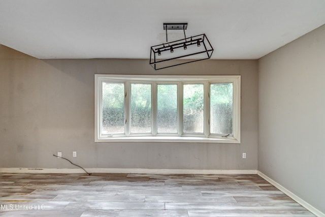 spare room featuring light hardwood / wood-style flooring