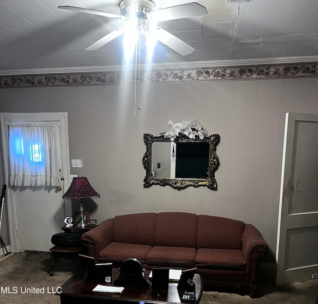 742 Brandon Ave, Jackson, MS 39209 - carpeted living room featuring ceiling fan