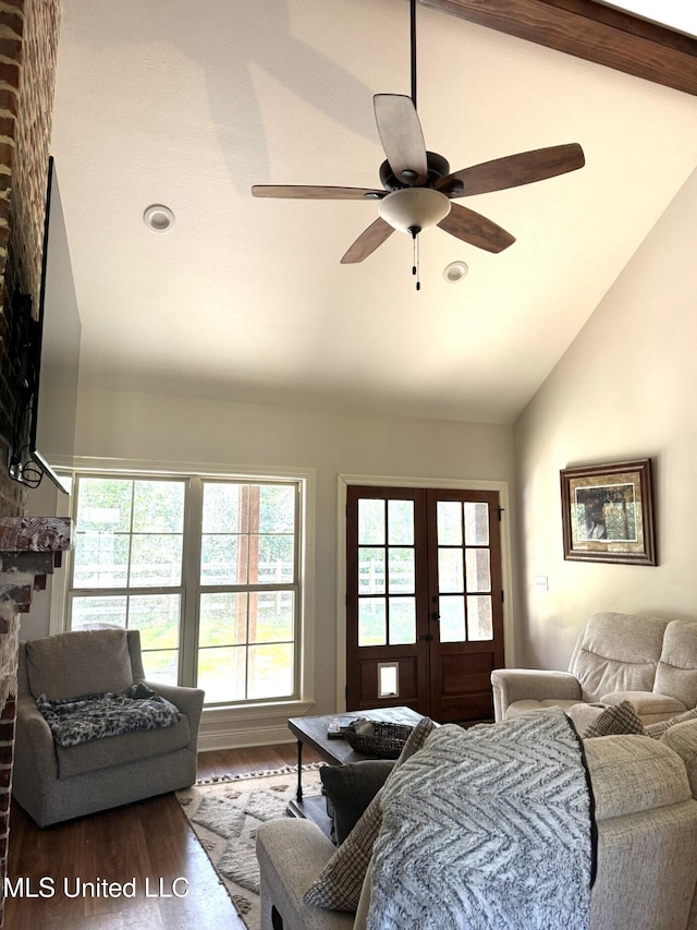 4 Bayou Ln, Natchez, MS 39120 - bedroom with lofted ceiling, wood finished floors, french doors, and ceiling fan