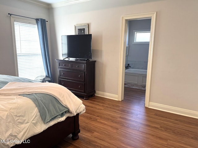 4 Bayou Ln, Natchez, MS 39120 - bedroom with dark wood-type flooring, crown molding, and baseboards