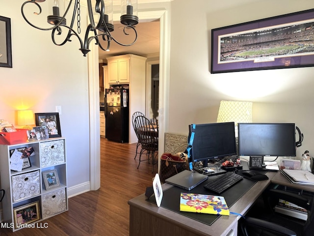 4 Bayou Ln, Natchez, MS 39120 - office area with dark wood-type flooring and an inviting chandelier