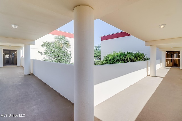 view of patio featuring a balcony