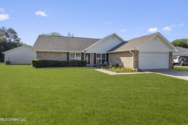 1602 Heather Ct, Ocean Springs, MS 39564 - single story home with roof with shingles, an attached garage, a front yard, and brick siding