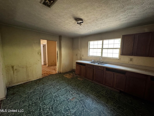 kitchen with sink and a textured ceiling