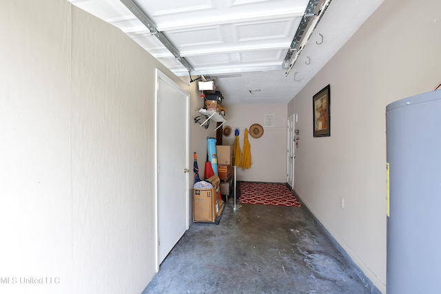 hallway featuring water heater