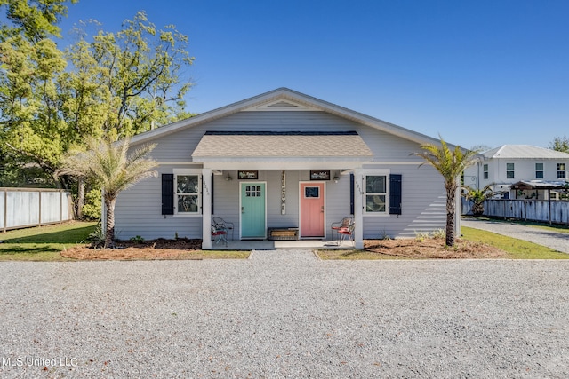 view of front of home featuring covered porch