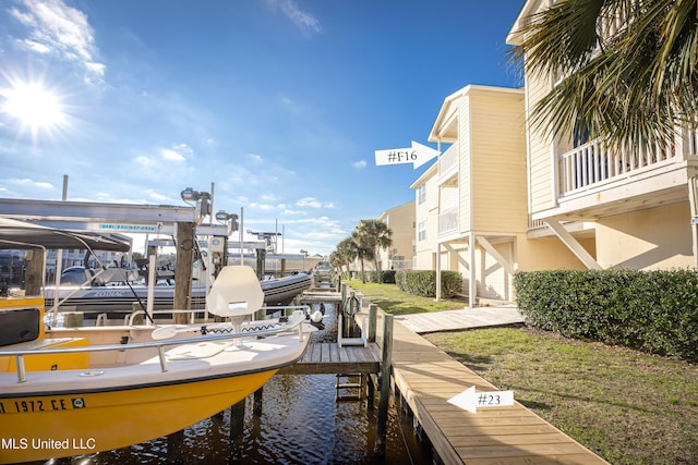 view of dock featuring a water view