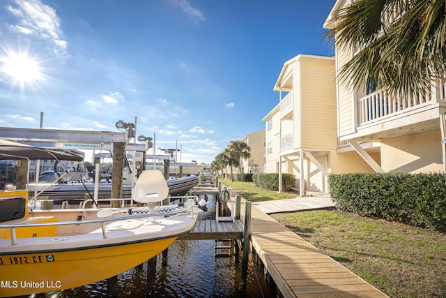 dock area featuring a water view