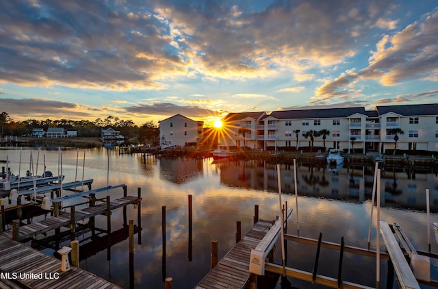 view of dock featuring a water view