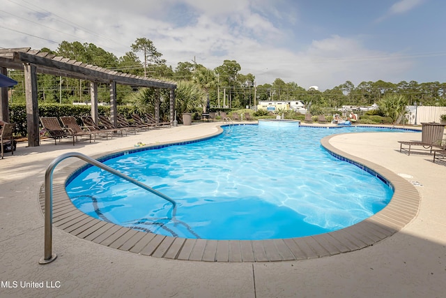 view of pool featuring a patio area