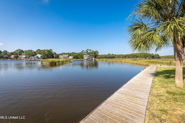 view of dock featuring a water view