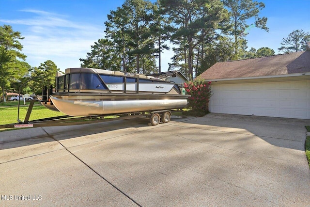 exterior space with a garage