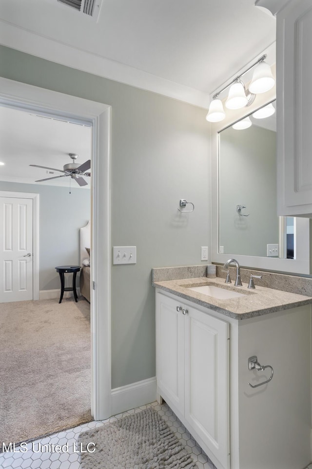 508 Forest Glen Ln, Brandon, MS 39047 - bathroom featuring vanity and a ceiling fan