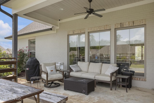508 Forest Glen Ln, Brandon, MS 39047 - view of patio / terrace with ceiling fan, grilling area, and an outdoor living space