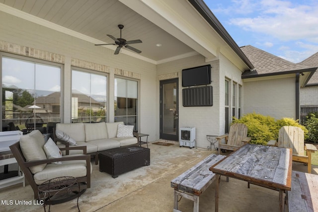 508 Forest Glen Ln, Brandon, MS 39047 - view of patio / terrace with a ceiling fan, an outdoor living space, and heating unit